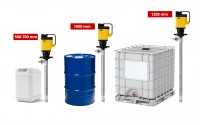 Drum Pumps for Canister, hobbock, Drum and IBC tank in the diving depths 500, 700, 1000 and 1200 mm