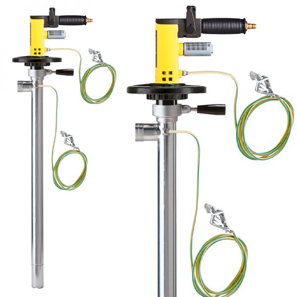 Drum pump for complete drum drainage - solvents